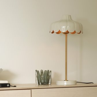 zdjęcie Beżowa lampa stołowa vintage Wells 50cm